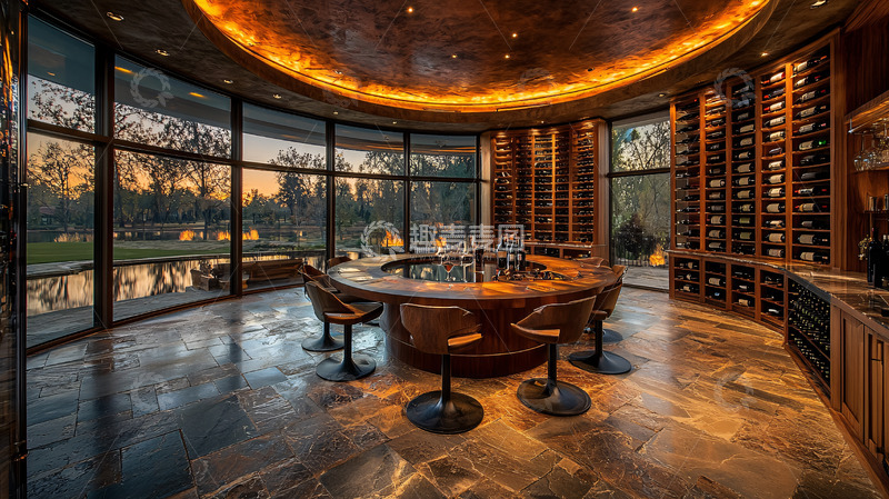 高清大图下载【趣麦麦图】豪华圆形酒窖吧台