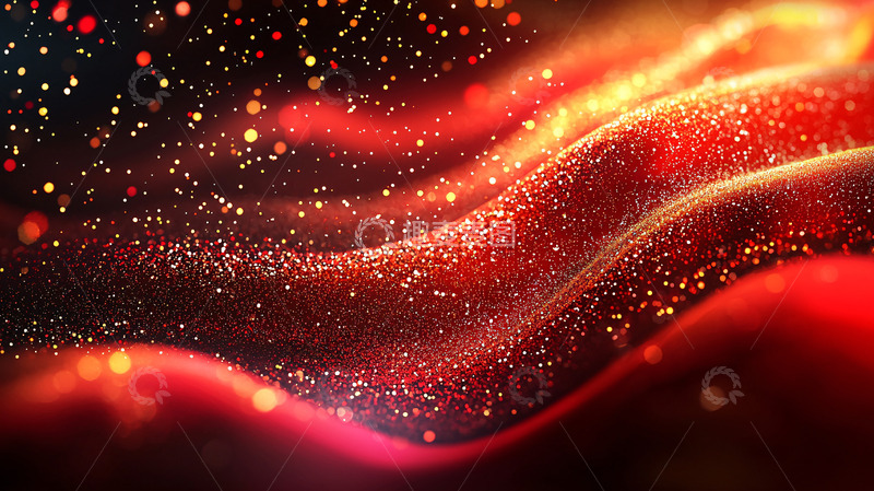 高清大图下载【趣麦麦图】红色粒子波浪