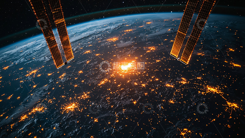 高清大图下载【趣麦麦图】太空视角地球夜景