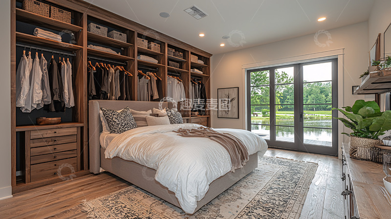 高清大图下载【趣麦麦图】卧室含步入式衣橱和落地窗