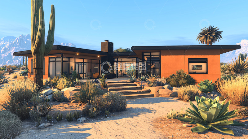 高清大图下载【趣麦麦图】沙漠现代住宅