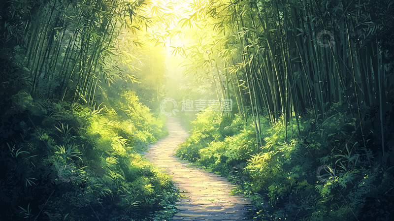 高清大图下载【趣麦麦图】阳光森林小路