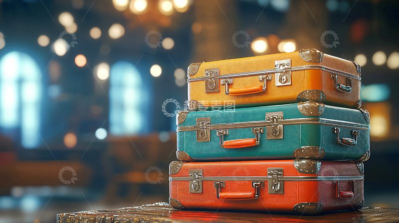 高清大图下载【趣麦麦图】复古旅行箱