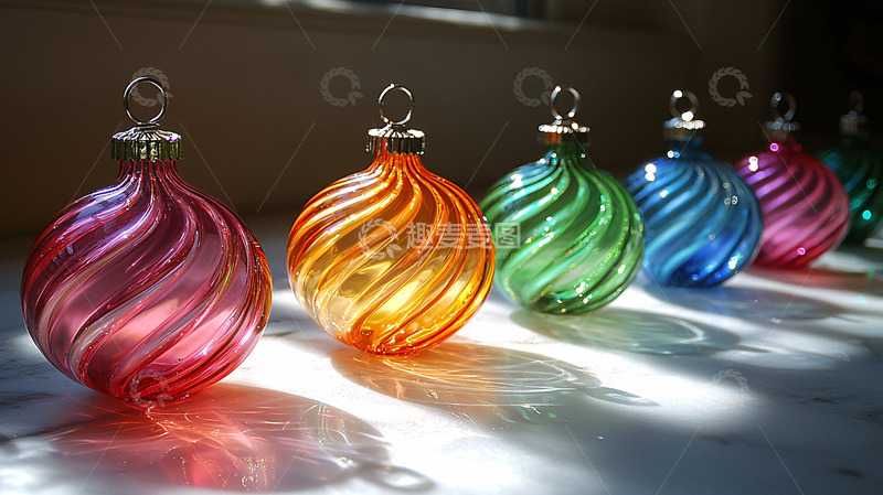高清大图下载【趣麦麦图】彩色玻璃球圣诞装饰