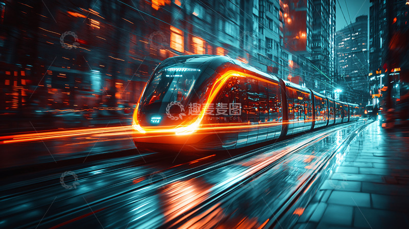 高清大图下载【趣麦麦图】未来都市轻轨列车