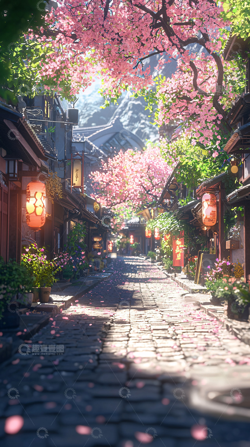 高清大图下载【趣麦麦图】樱花街道
