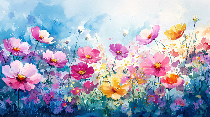 高清大图下载【趣麦麦图】水彩花田