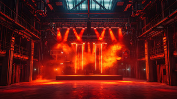 红色灯光下的工业风舞台