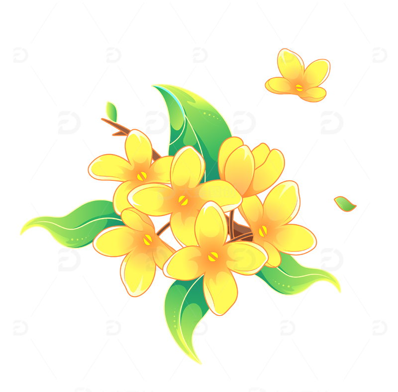 桂花风矢量插画鲜花素材
