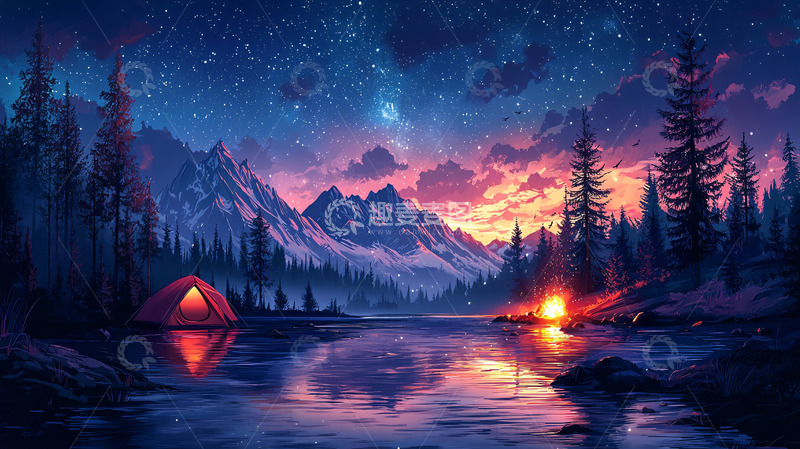 高清大图下载【趣麦麦图】星空下的营地