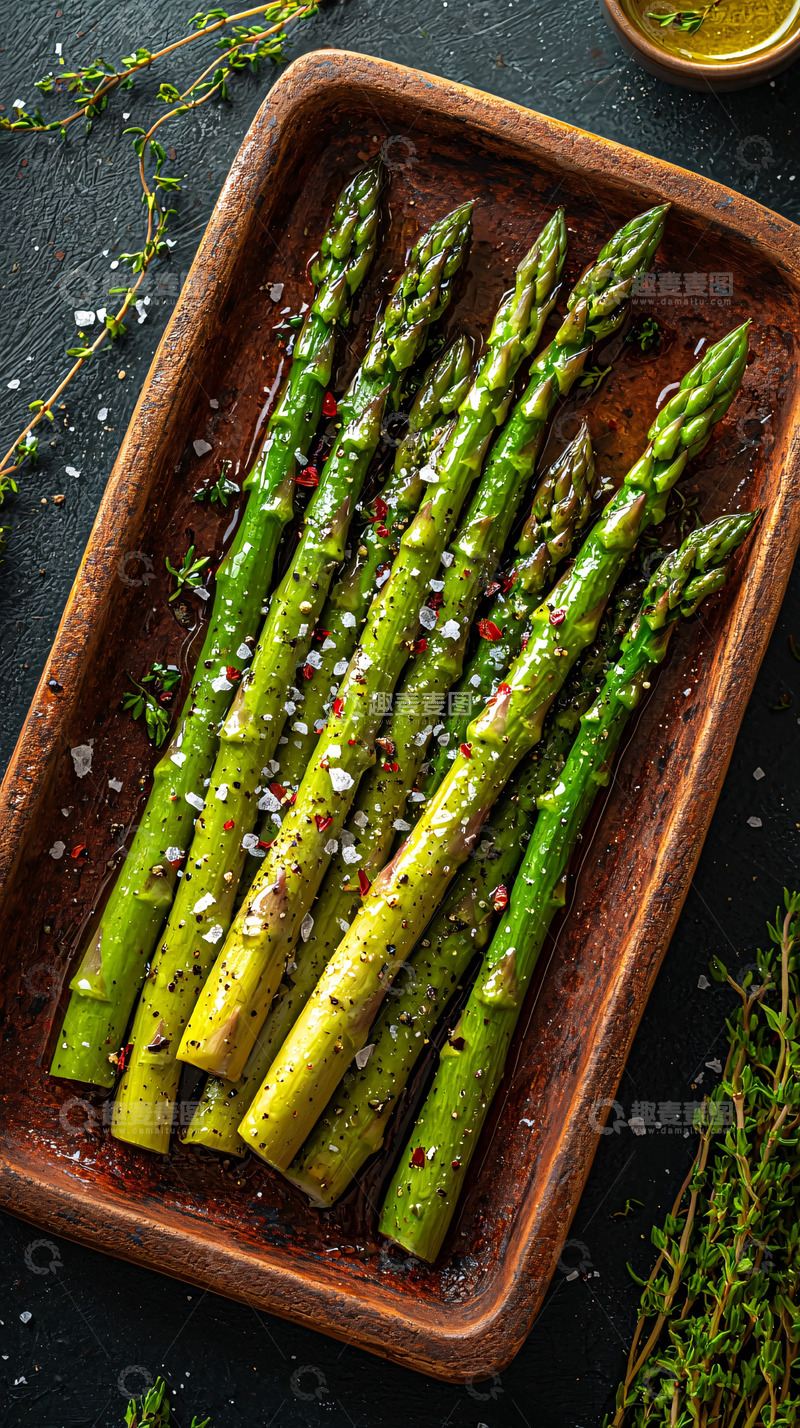 高清大图下载【趣麦麦图】新鲜的绿色芦笋摆盘