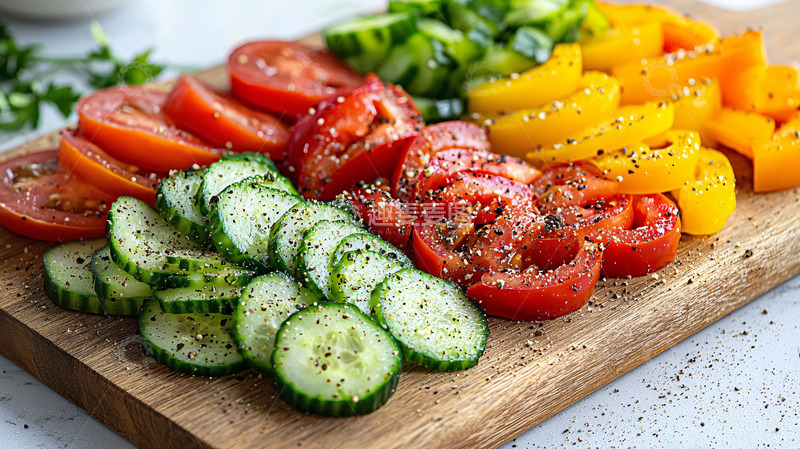 高清大图下载【趣麦麦图】鲜艳的蔬菜切片摆盘