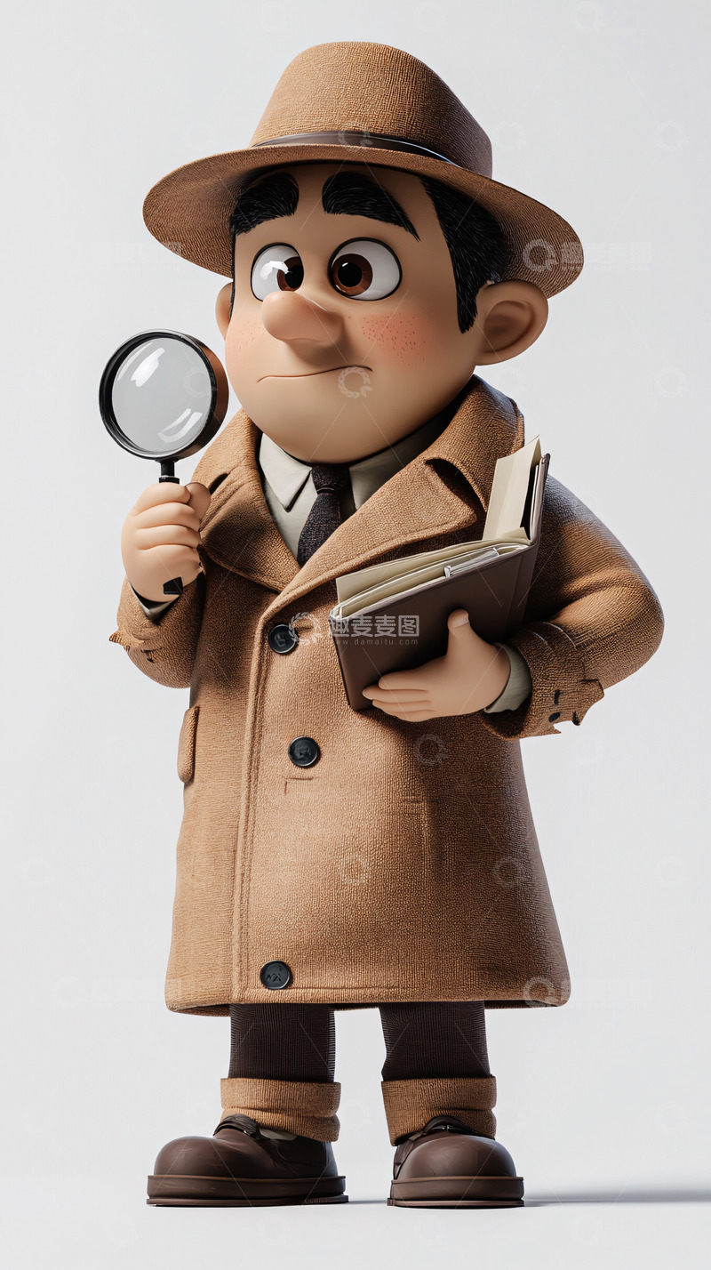 高清大图下载【趣麦麦图】卡通侦探