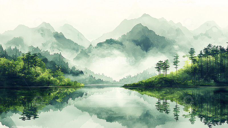 高清大图下载【趣麦麦图】水墨画山水风景