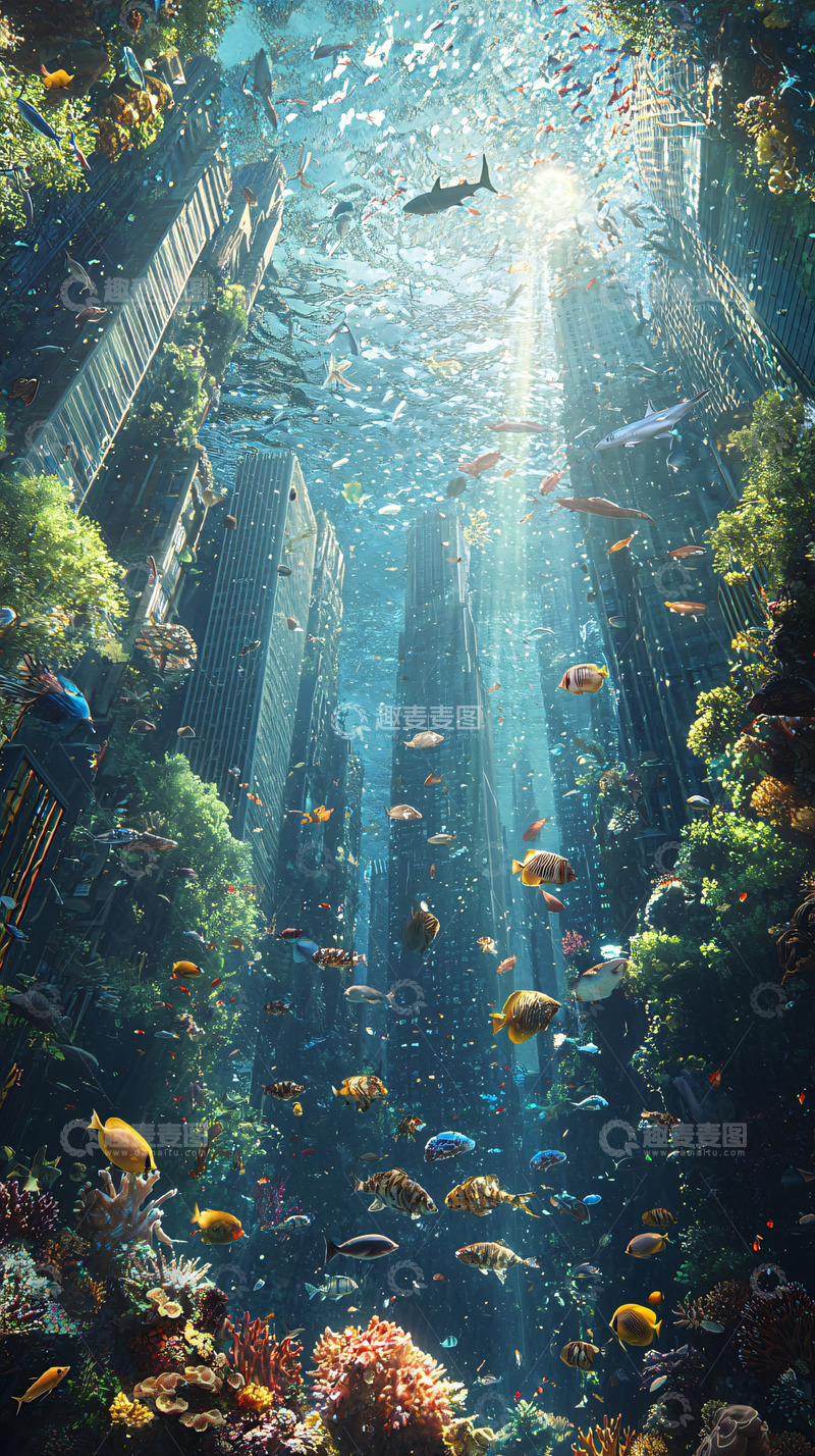 高清大图下载【趣麦麦图】海底都市