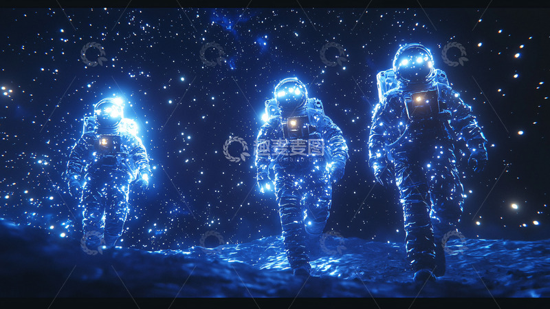 高清大图下载【趣麦麦图】太空星空中行走的宇航员