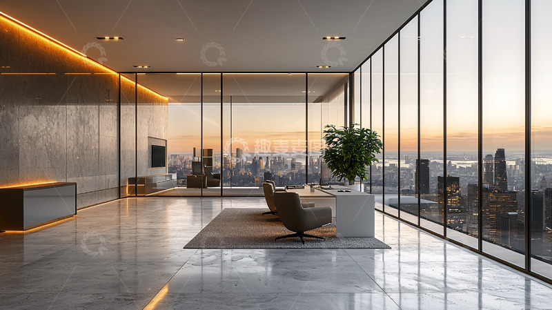 高清大图下载【趣麦麦图】现代都市高层公寓客厅