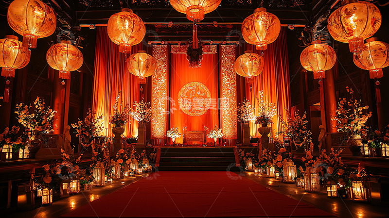 高清大图下载【趣麦麦图】喜庆红色灯笼婚礼现场