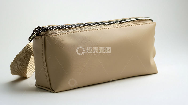 高清大图下载【趣麦麦图】米白色拉链化妆包