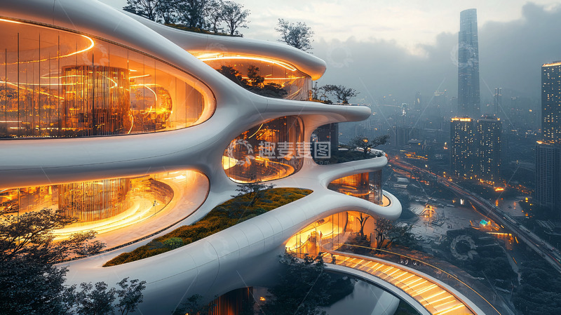 高清大图下载【趣麦麦图】未来主义建筑外观