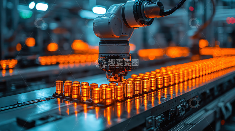 高清大图下载【趣麦麦图】工业机器人自动化生产线