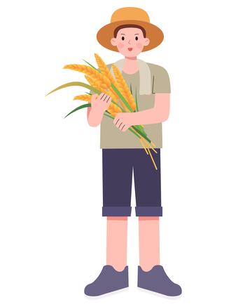扁平风农民人物插画
