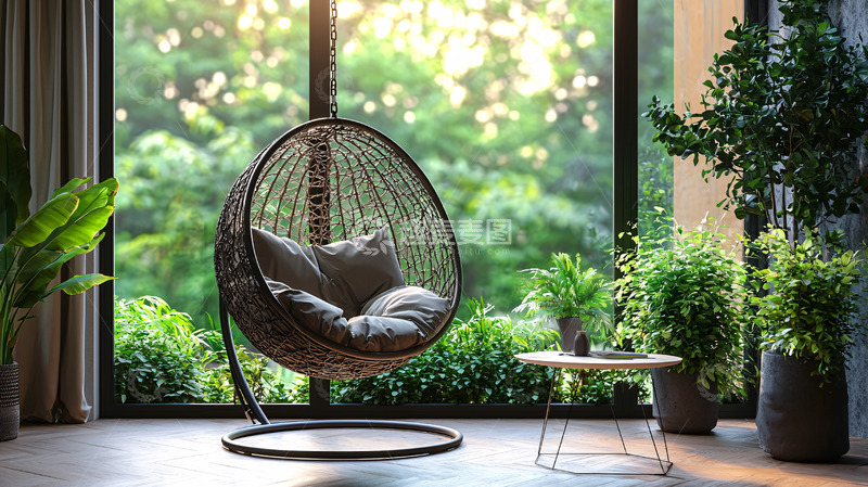 高清大图下载【趣麦麦图】室内吊椅与绿植