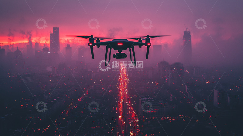 高清大图下载【趣麦麦图】无人机城市夜景