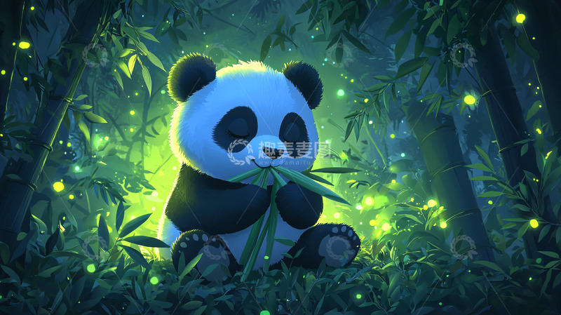 高清大图下载【趣麦麦图】萌宠熊猫吃竹子