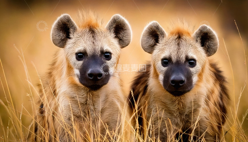 高清大图下载【趣麦麦图】草原上的鬣狗幼崽