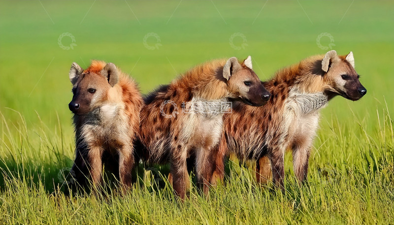 高清大图下载【趣麦麦图】草原上的鬣狗幼崽群像