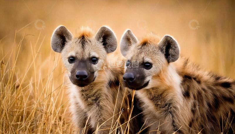 高清大图下载【趣麦麦图】草原上的鬣狗幼崽1