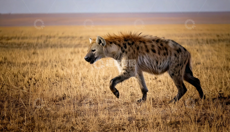 高清大图下载【趣麦麦图】草原上奔跑的鬣狗