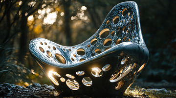 森林背景下的3D打印镂空座椅