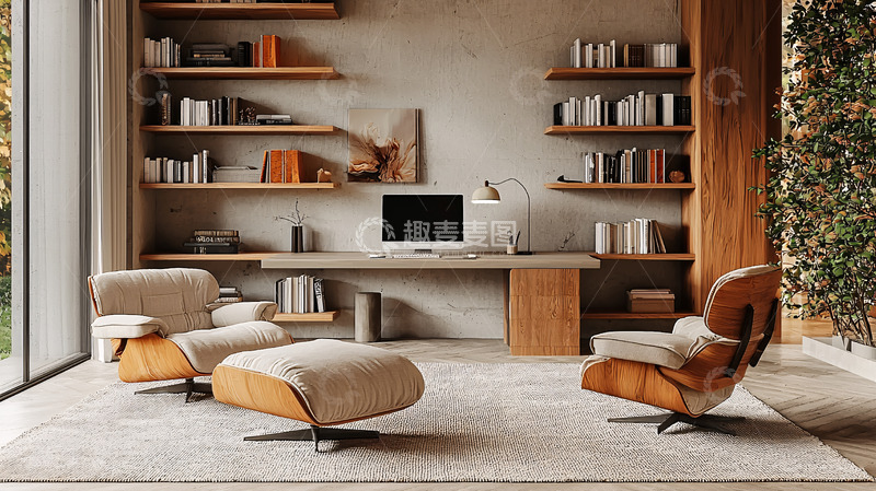 高清大图下载【趣麦麦图】现代简约书房设计