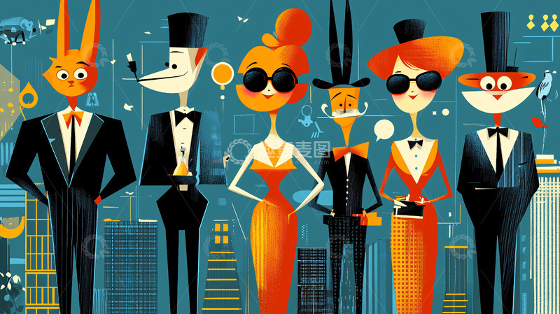 高清大图下载【趣麦麦图】时尚动物插画