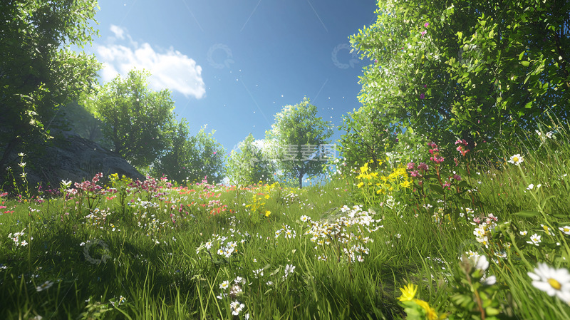 高清大图下载【趣麦麦图】阳光明媚的春日田园风光