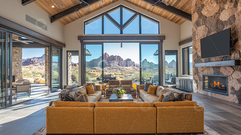 高清大图下载【趣麦麦图】极简风格山景客厅