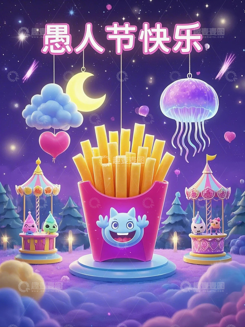 高清大图下载【趣麦麦图】愚人节插画背景素材5