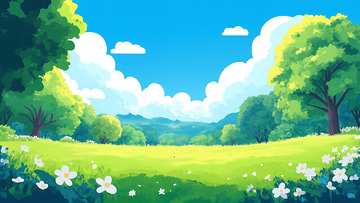 创意卡通手绘春天风景插画2