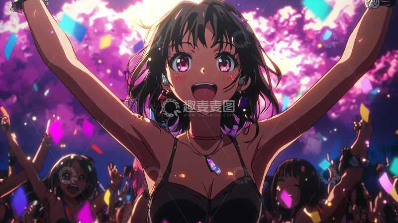 高清大图下载【趣麦麦图】开心少女