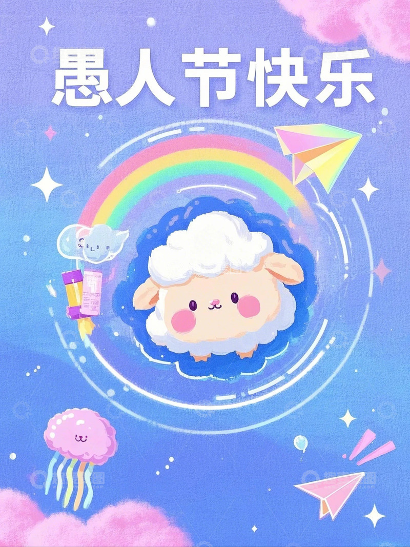 高清大图下载【趣麦麦图】愚人节插画背景素材1