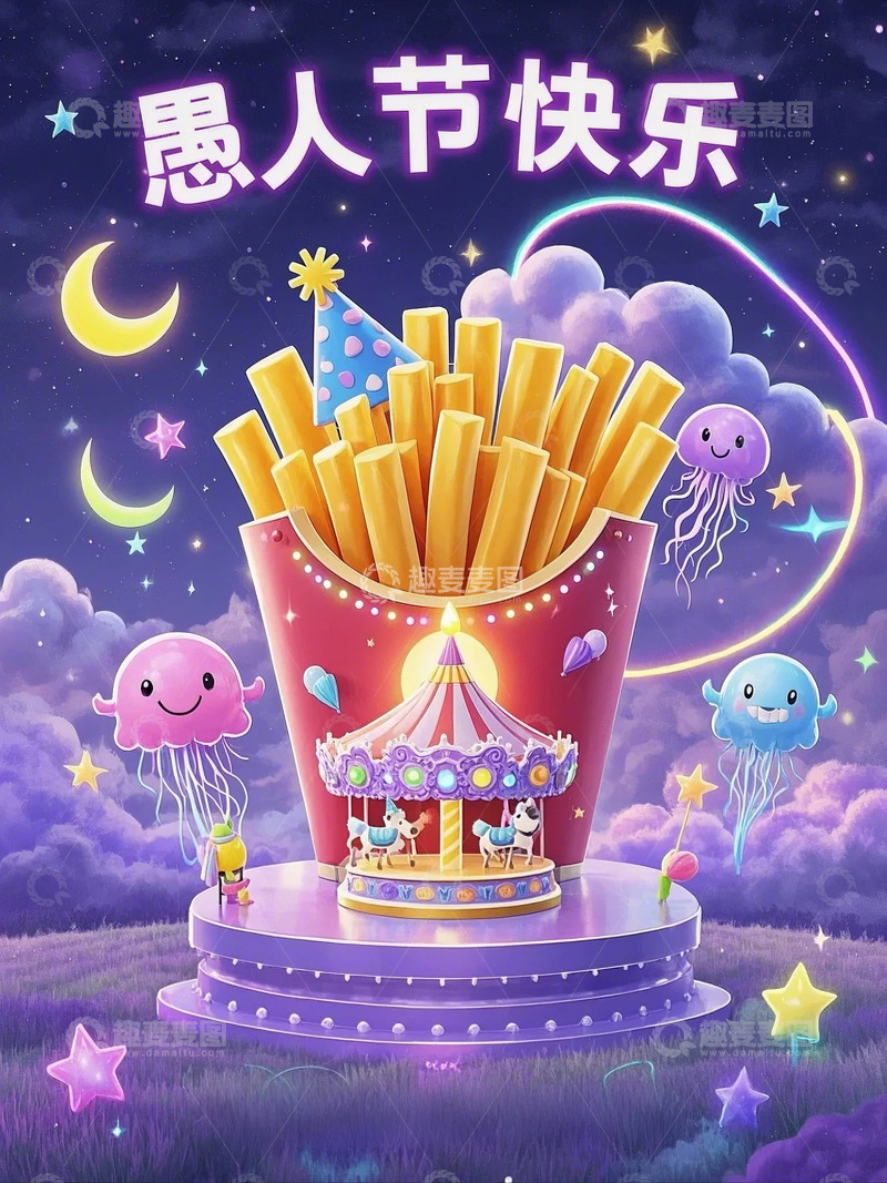 高清大图下载【趣麦麦图】愚人节插画背景素材4