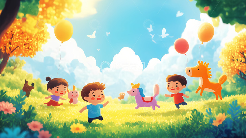 高清大图下载【趣麦麦图】创意卡通手绘儿童节插画素材