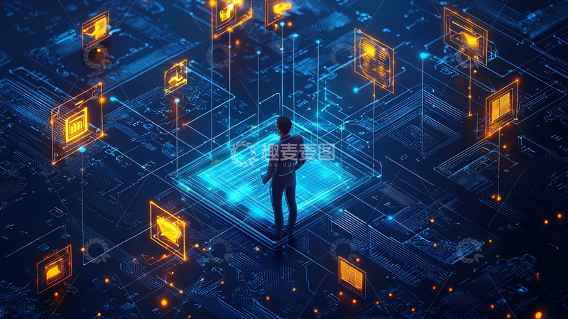 高清大图下载【趣麦麦图】科技网络中的个人剪影