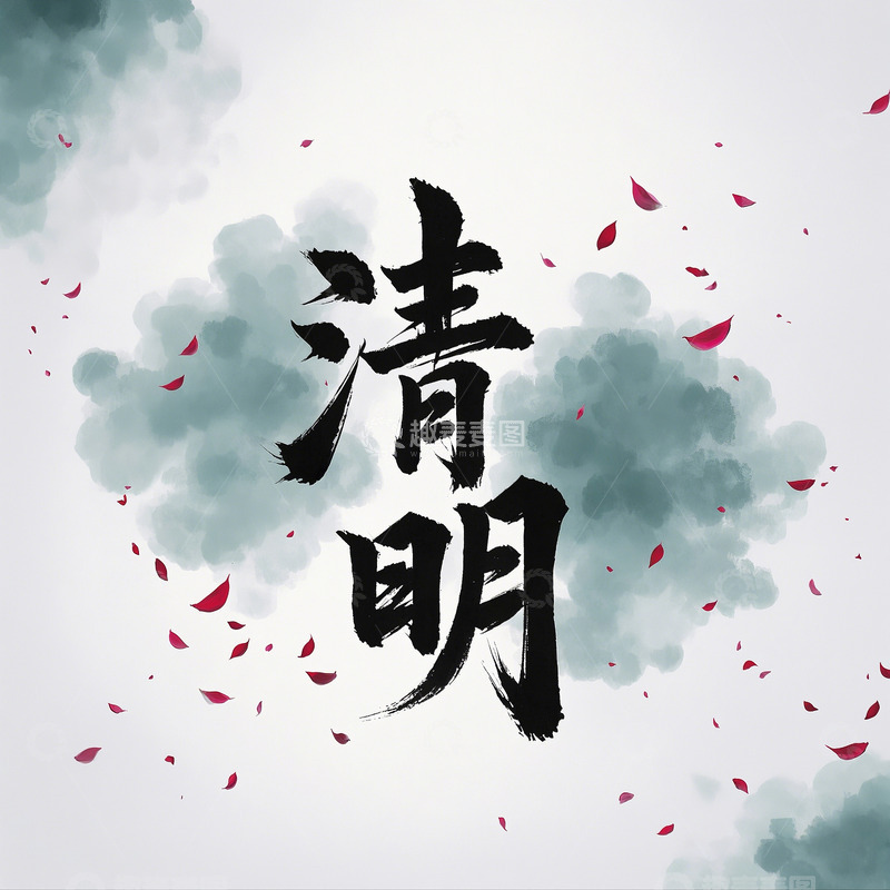 高清大图下载【趣麦麦图】清明节书法文字标题2