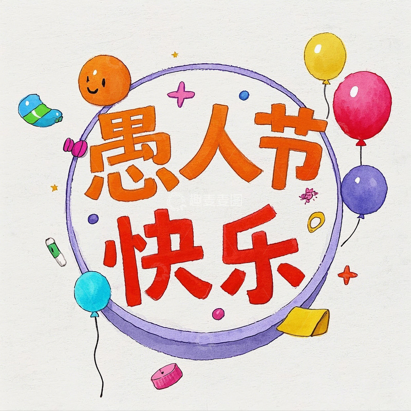 高清大图下载【趣麦麦图】愚人节卡通标题文字