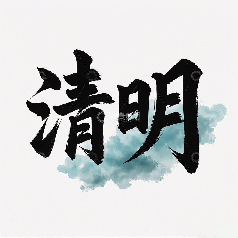 高清大图下载【趣麦麦图】清明节书法文字标题