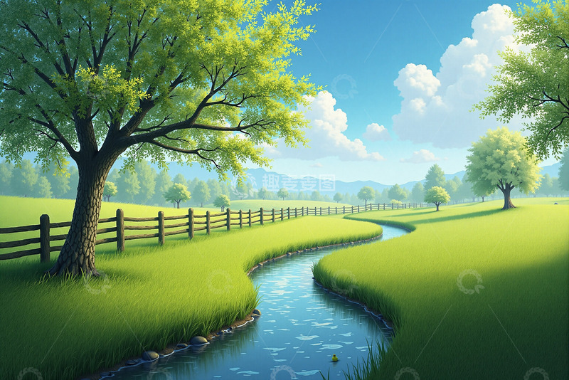 高清大图下载【趣麦麦图】春天生机勃勃小溪