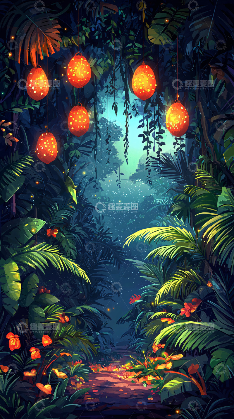 高清大图下载【趣麦麦图】萤火虫森林秘境